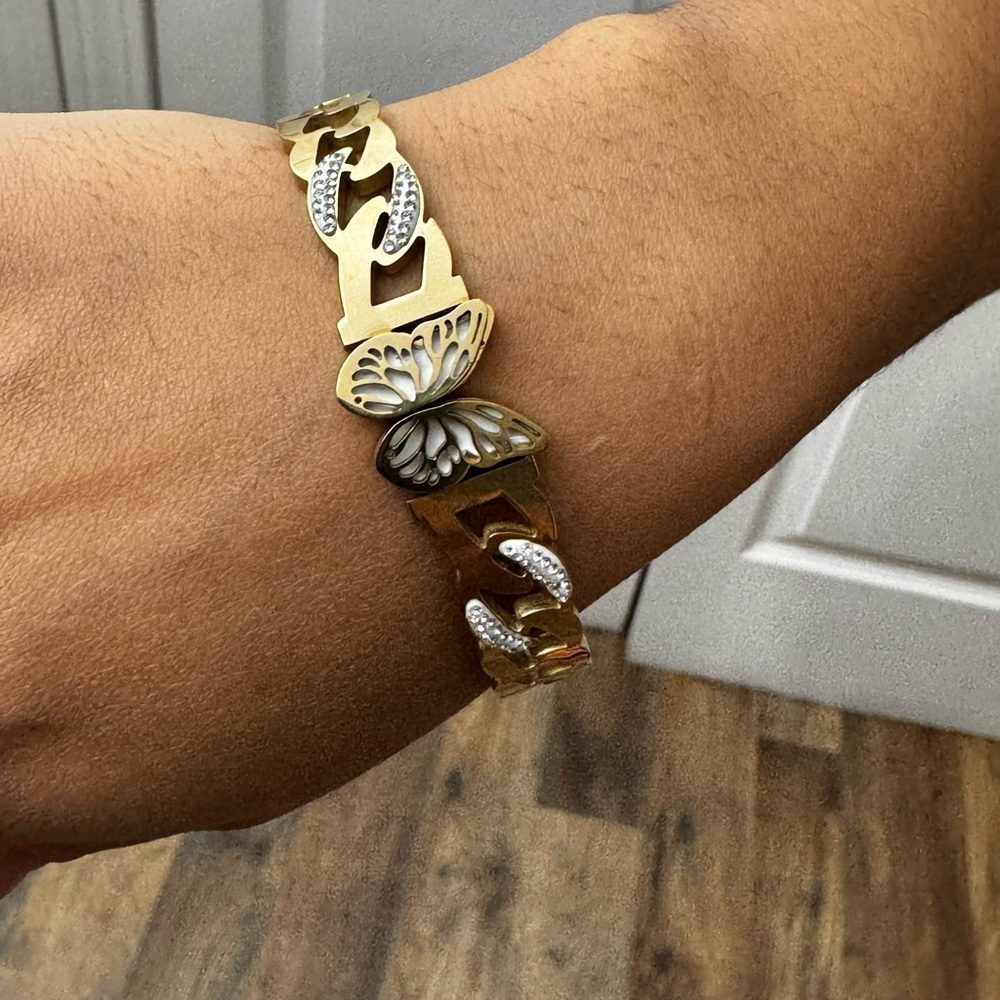 Chunky Butterfly Stainless Steel Bangle Bracelet New - Picture 4 of 5